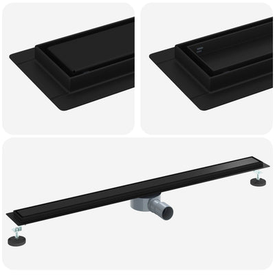 Vidaxx Duschrinne 2-in-1 mit 360° Siphon Schwarz 100 cm