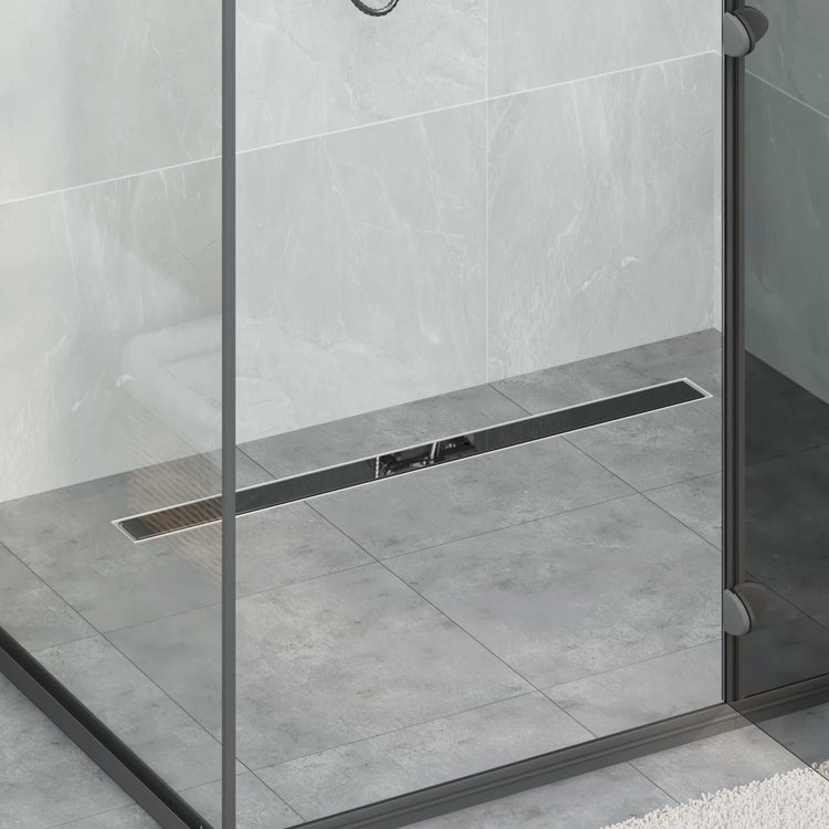 Vidaxx Duschrinne Glasabdeckung mit 360° Siphon Schwarz 90 cm