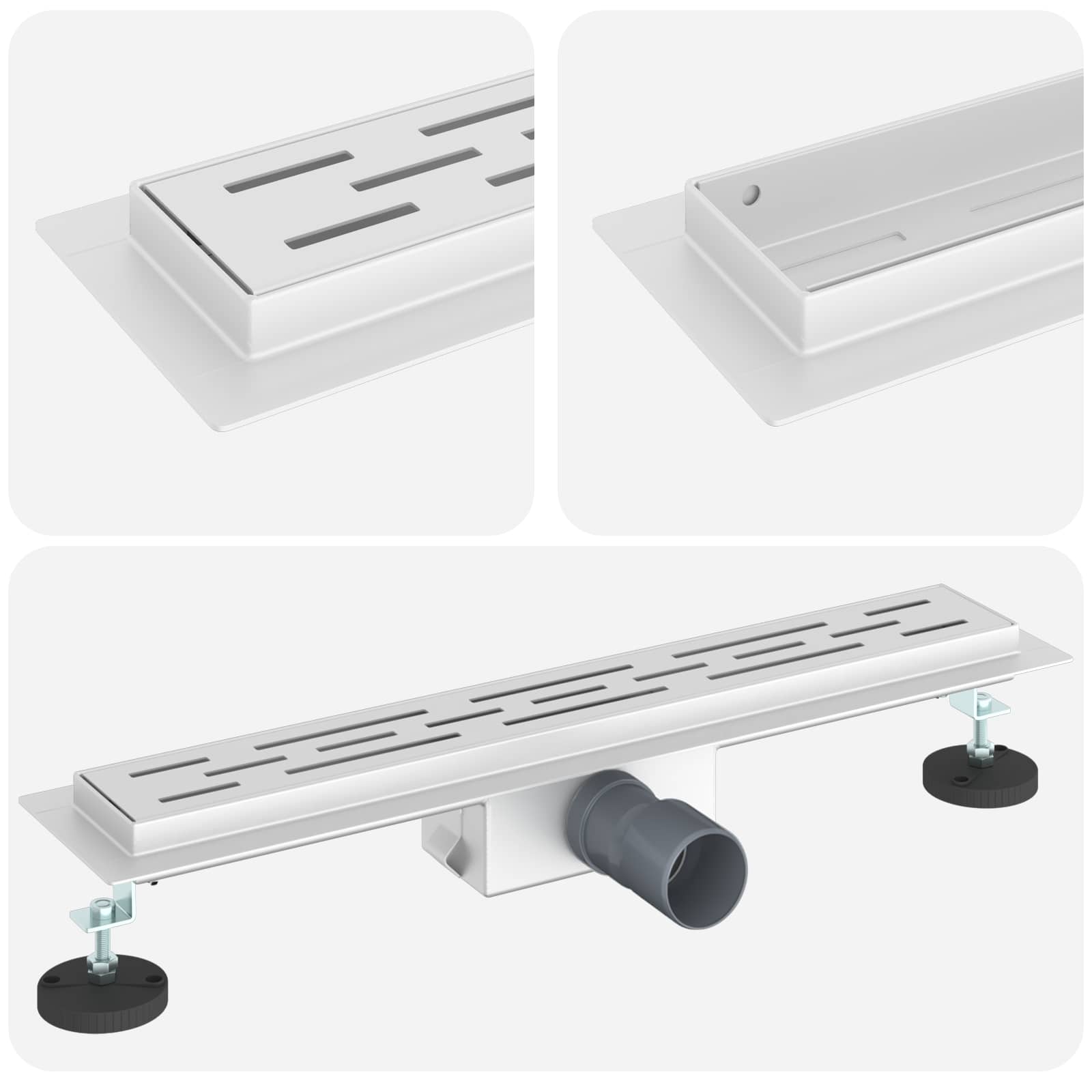 Vidaxx Duschrinne mit Liniendesign Silber 60 cm Edelstahl 304