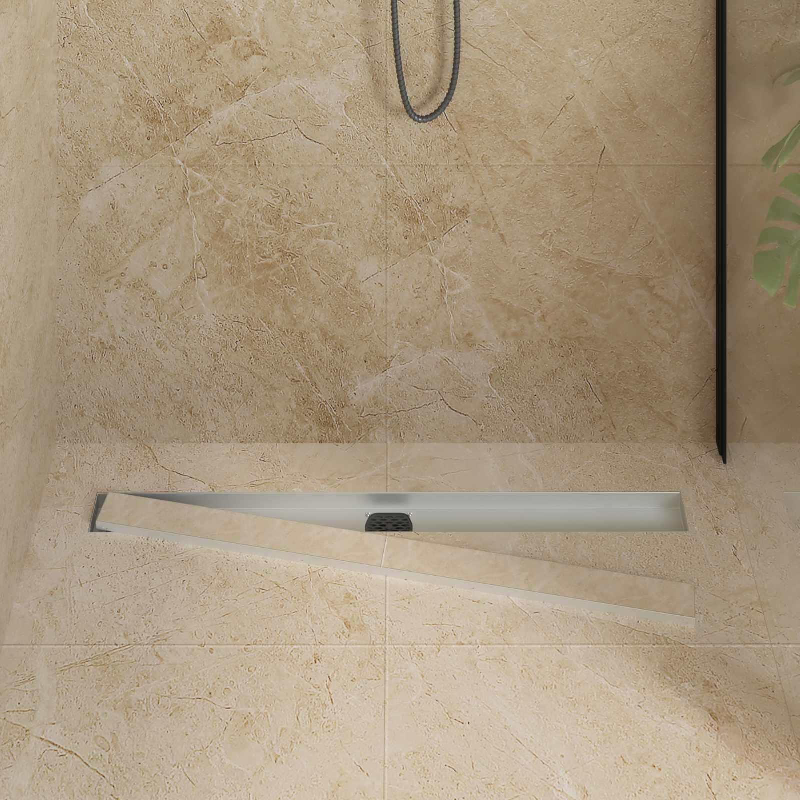 Vidaxx Duschrinne 2-in-1 mit 360° Siphon Silber 90 cm