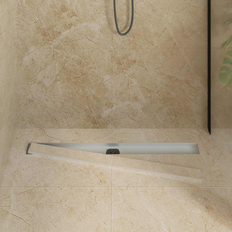Vidaxx Duschrinne 2-in-1 mit 360° Siphon Silber 90 cm