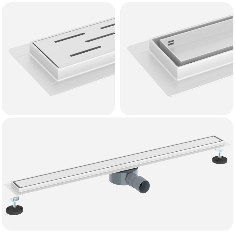Vidaxx Duschrinne 2-in-1 mit 360° Siphon Silber 90 cm