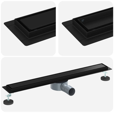 Vidaxx Duschrinne 2-in-1 mit 360° Siphon Schwarz 70 cm