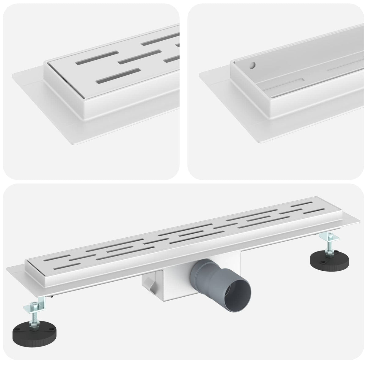 Vidaxx Duschrinne mit Liniendesign Silber 50 cm Edelstahl 304