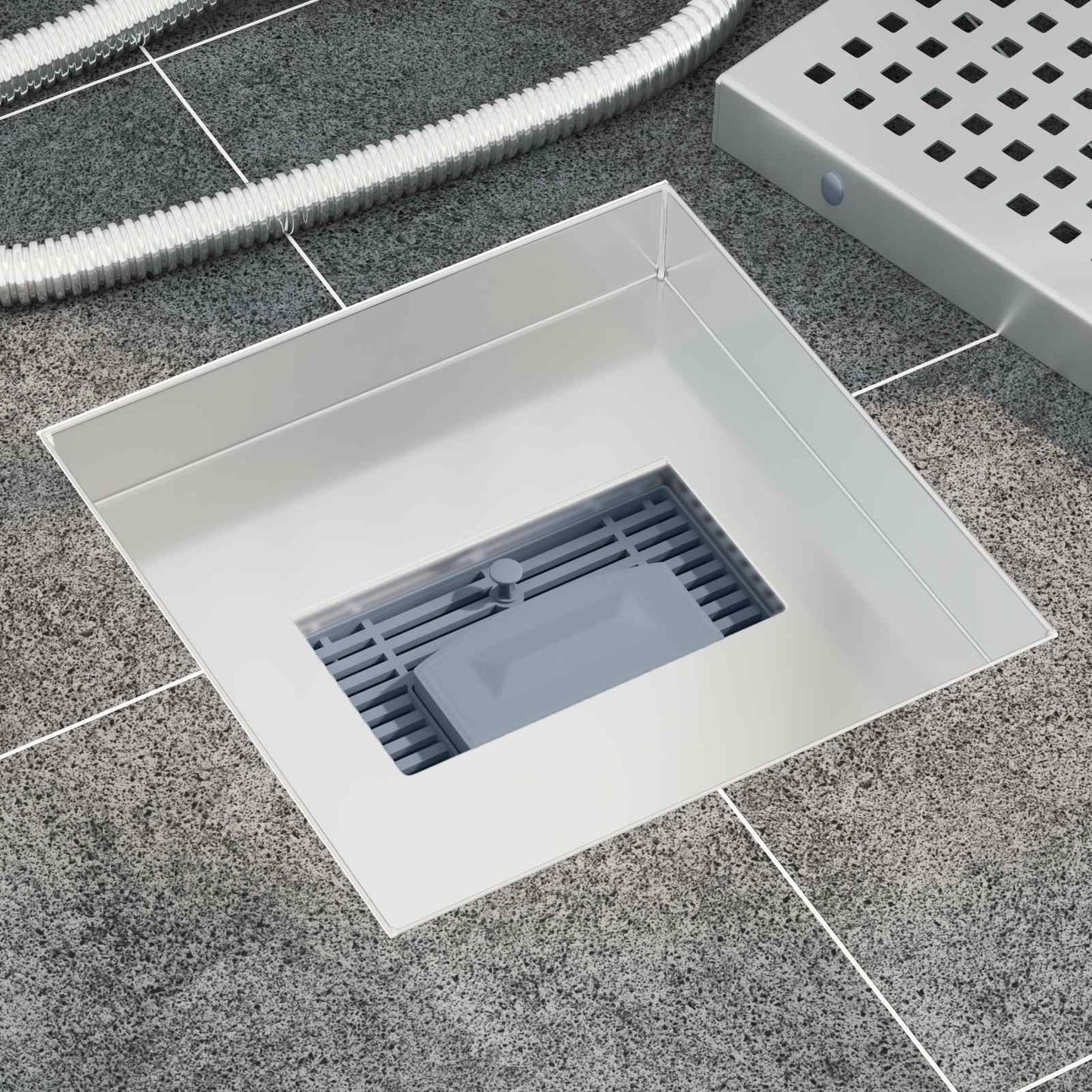 VidaXL Dot Duschrinne Silber 20 x 20 cm Edelstahl 304