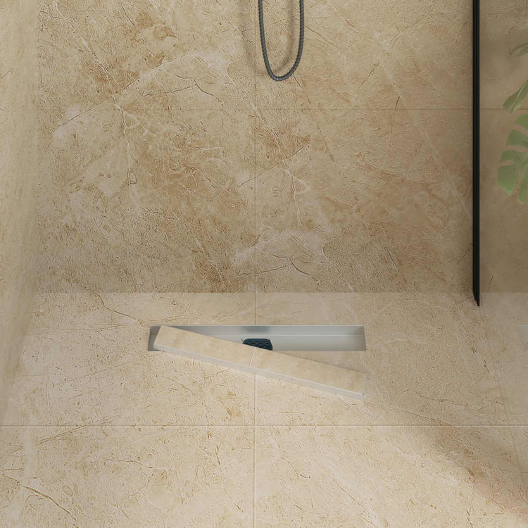 Vidaxx Duschrinne 2-in-1 mit 360° Siphon Silber 54 x 11 x 9,5 cm