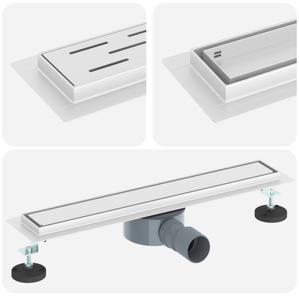 Vidaxx Duschrinne 2-in-1 mit 360° Siphon Silber 54 x 11 x 9,5 cm