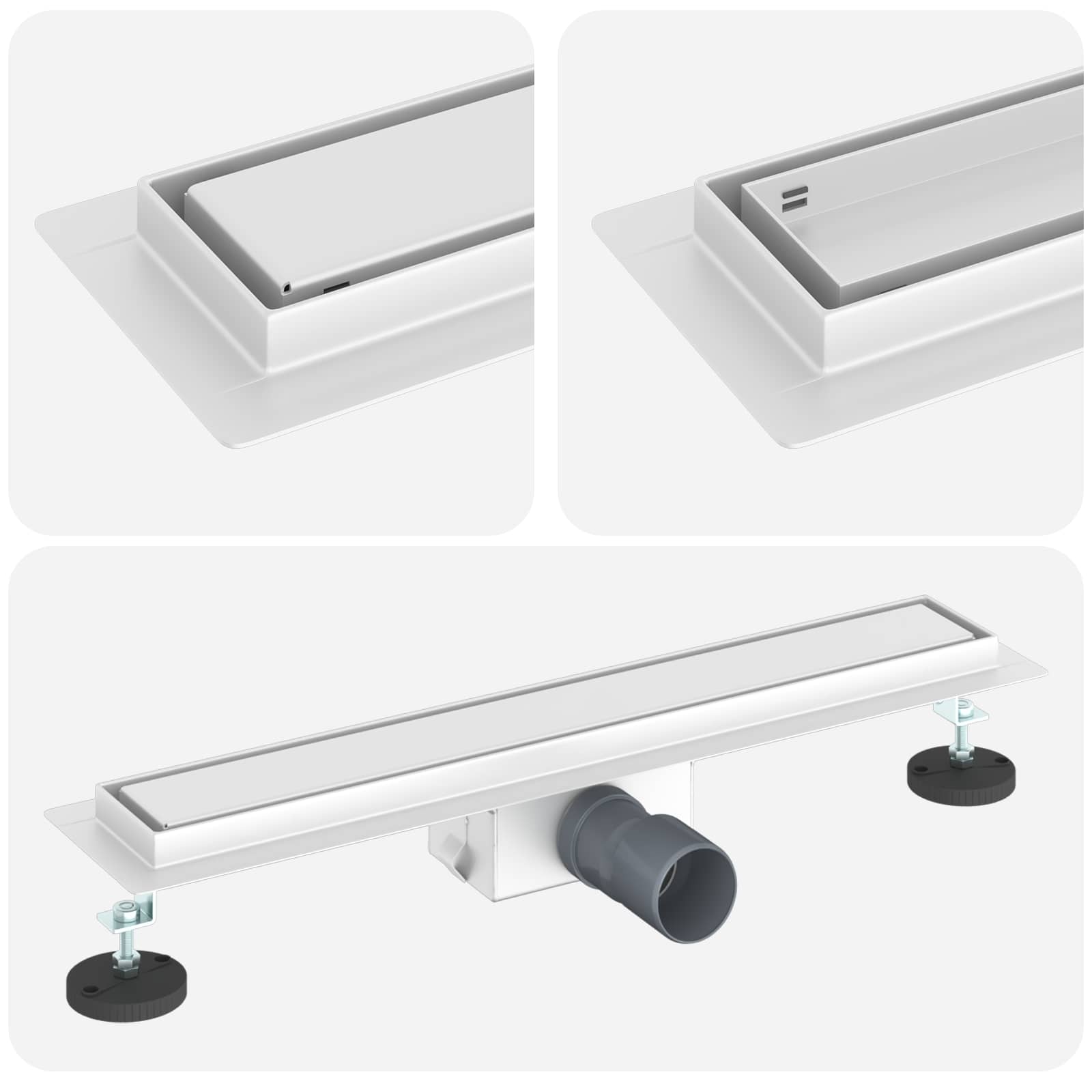 VidaXL 2 in 1 Duschablauf Silber 60 cm Edelstahl 304