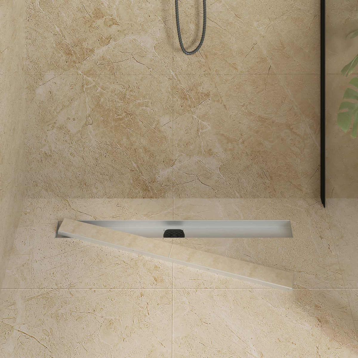 Vidaxx Duschrinne 2-in-1 mit 360° Siphon Silber 80 cm