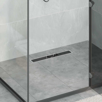Vidaxxl Duschrinne mit Glasdeckel schwarz 60 cm Edelstahl 304