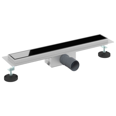 Vidaxxl Duschrinne mit Glasdeckel schwarz 60 cm Edelstahl 304