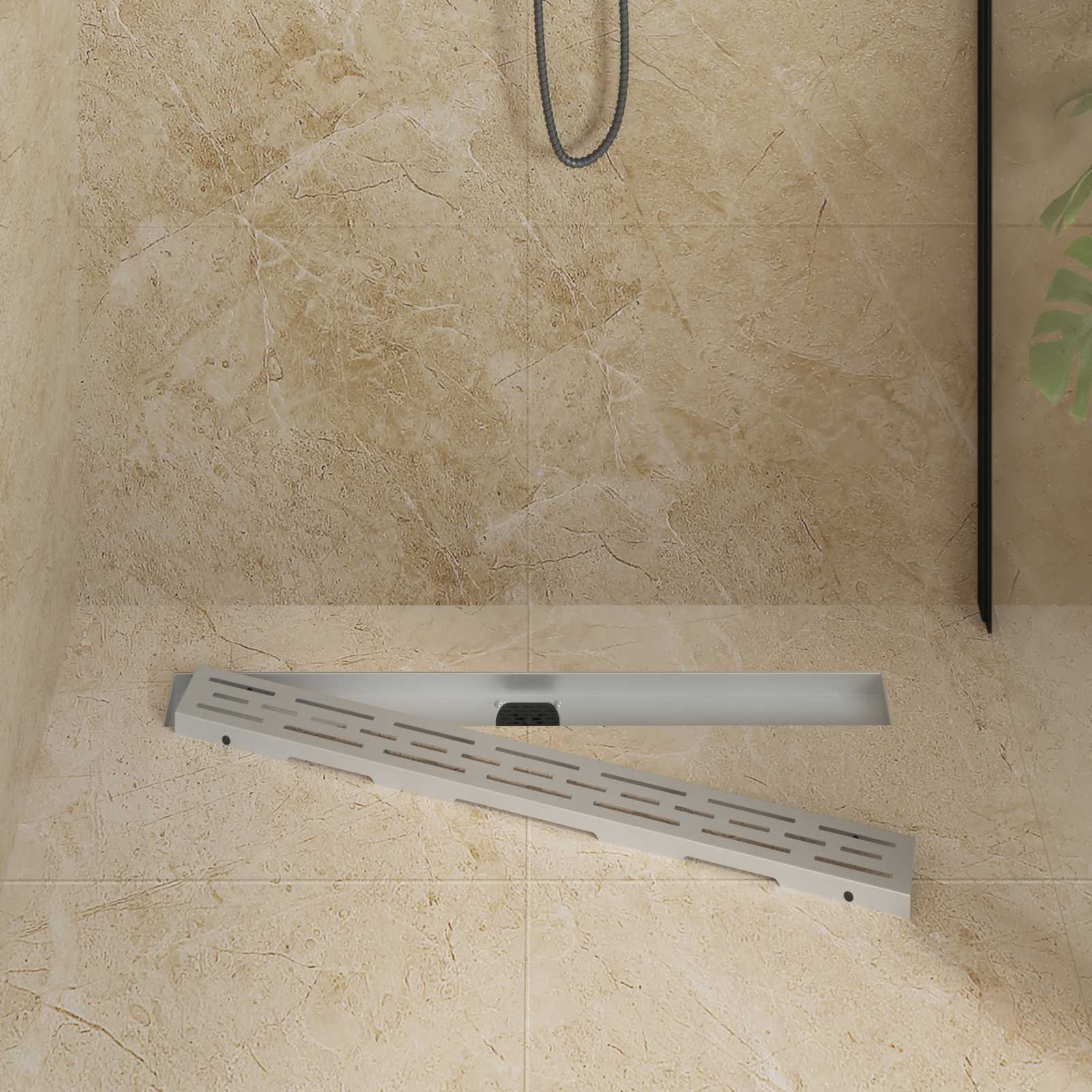Vidaxx Duschrinne Glasabdeckung mit 360° Siphon Silber 80 cm