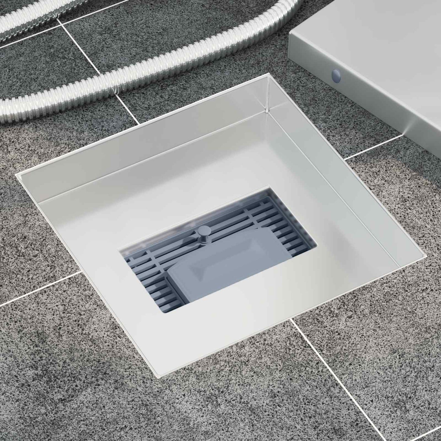 Vidaxx 2 in 1 Duschrinne Silber 20 x 20 cm Edelstahl 304