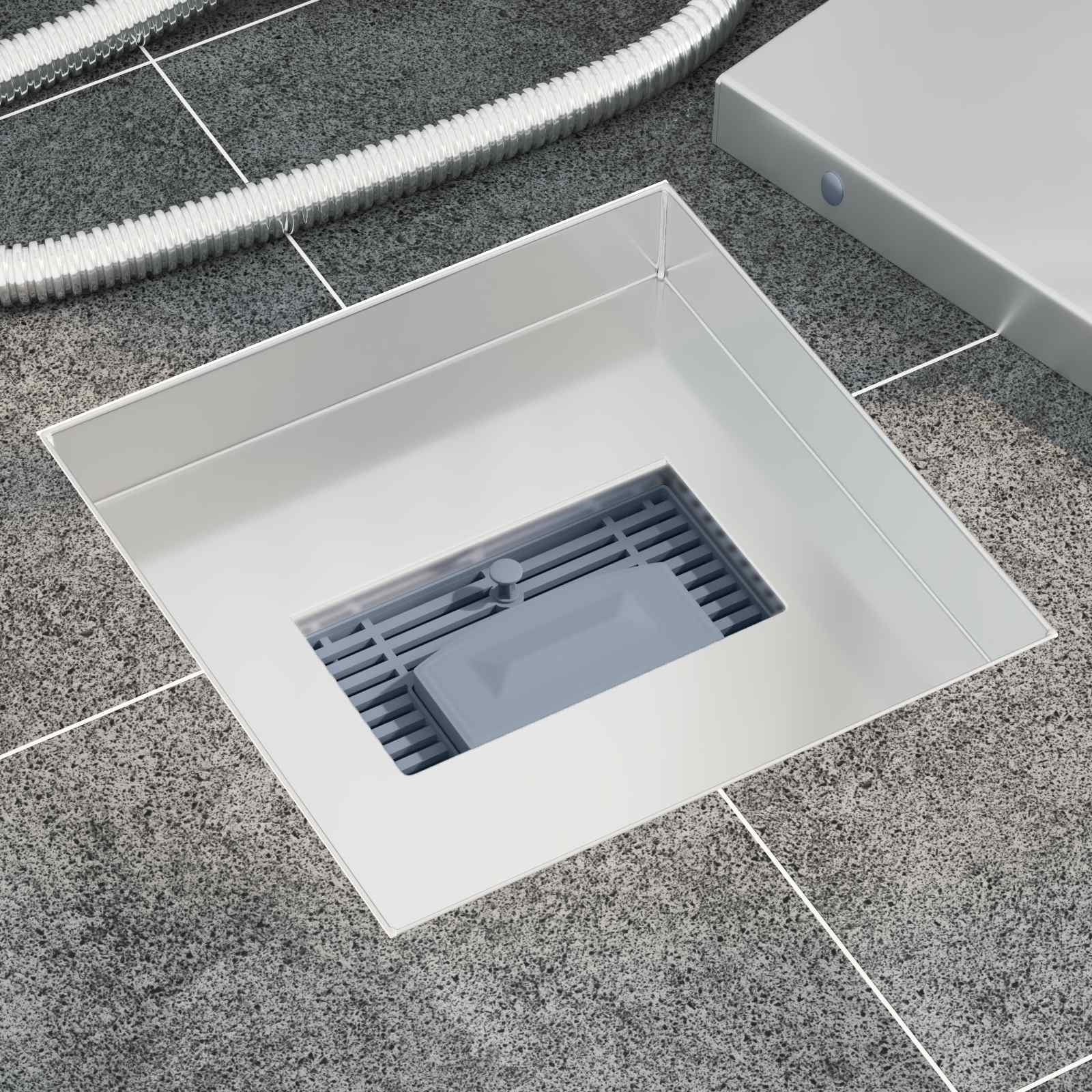 Vidaxx 2 in 1 Duschrinne Silber 20 x 20 cm Edelstahl 304