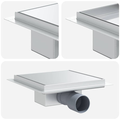Vidaxx 2 in 1 Duschrinne Silber 20 x 20 cm Edelstahl 304