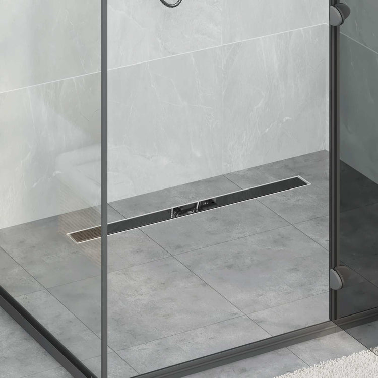 Vidaxx Duschrinne Glasabdeckung mit 360° Siphon Schwarz 80 cm