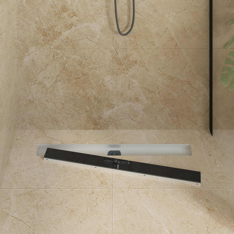 Vidaxx Duschrinne Glasabdeckung mit 360° Siphon Schwarz 80 cm