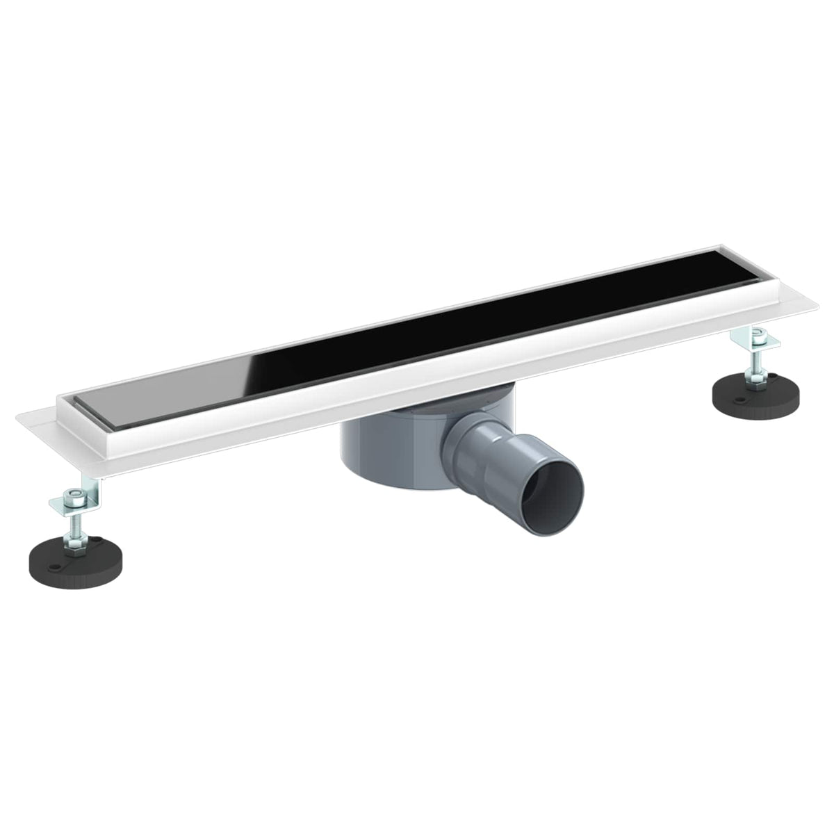 Vidaxx Duschrinne Glasabdeckung mit 360° Siphon Schwarz 50 cm