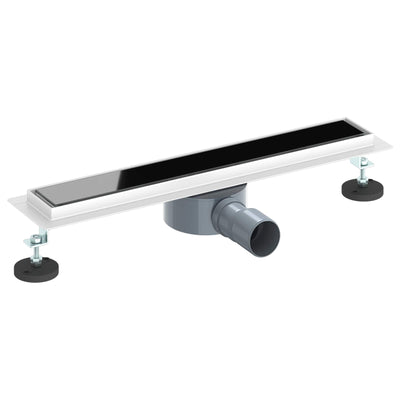 Vidaxx Duschrinne Glasabdeckung mit 360° Siphon Schwarz 50 cm