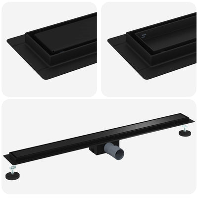 Vidaxx 2 in 1 Duschrinne schwarz 90 cm Edelstahl 304
