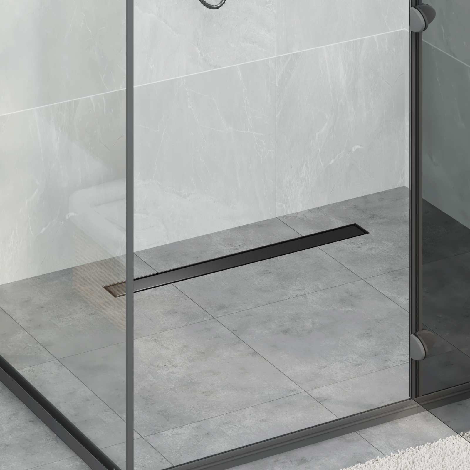 Vidaxx 2 in 1 Duschrinne schwarz 80 cm Edelstahl 304
