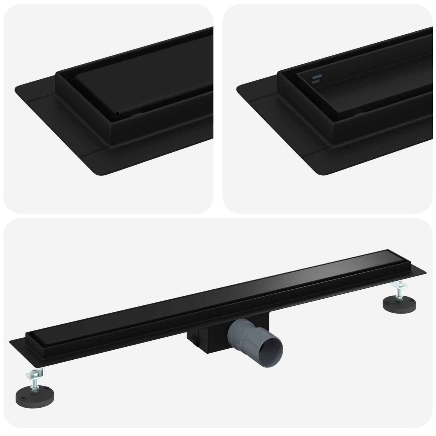 Vidaxx 2 in 1 Duschrinne schwarz 80 cm Edelstahl 304
