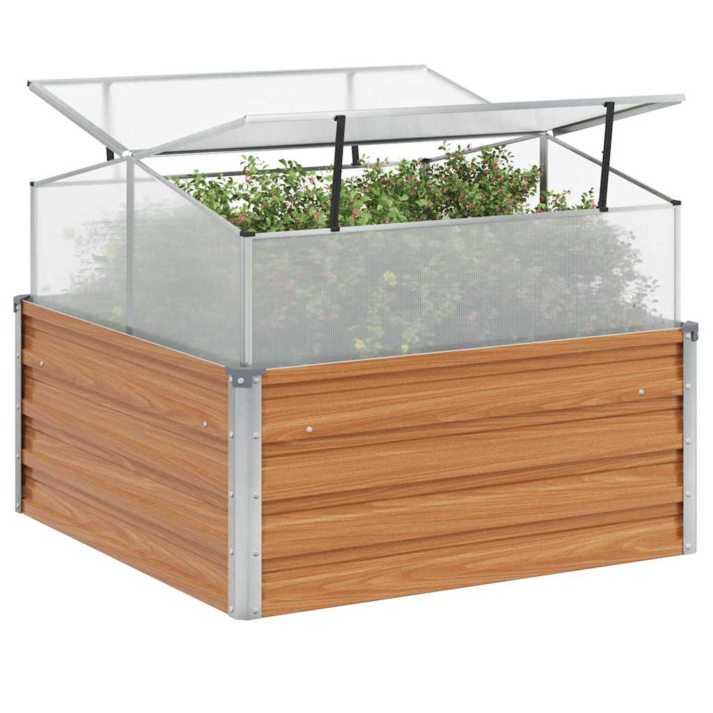 Vidaxl Gartenpflanzgefäß mit Gewächshaus hellbraun 100 x 100 x 77 cm