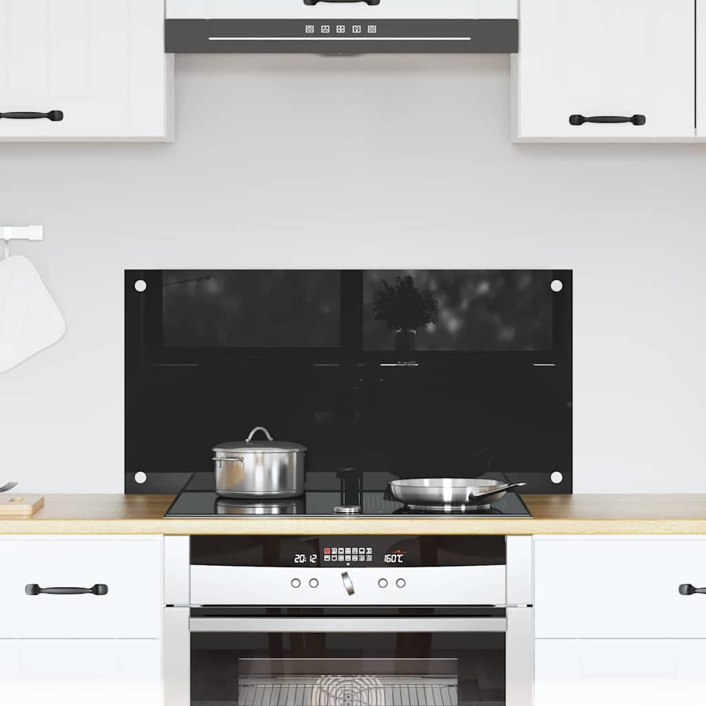 VidaXL Küchenrückwand Schwarz 80 x 40 cm Hartglas