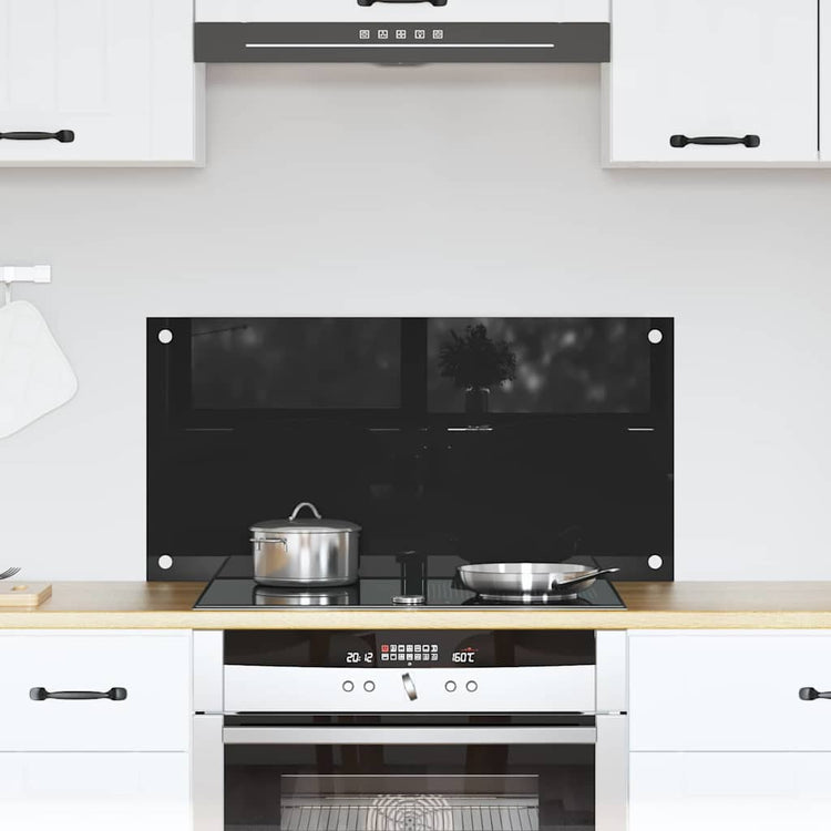 VidaXL Küchenrückwand Schwarz 80 x 40 cm Hartglas