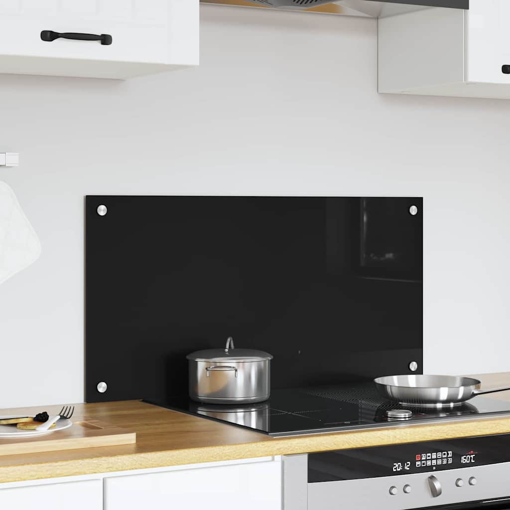 VidaXL Küchenrückwand Schwarz 80 x 40 cm Hartglas