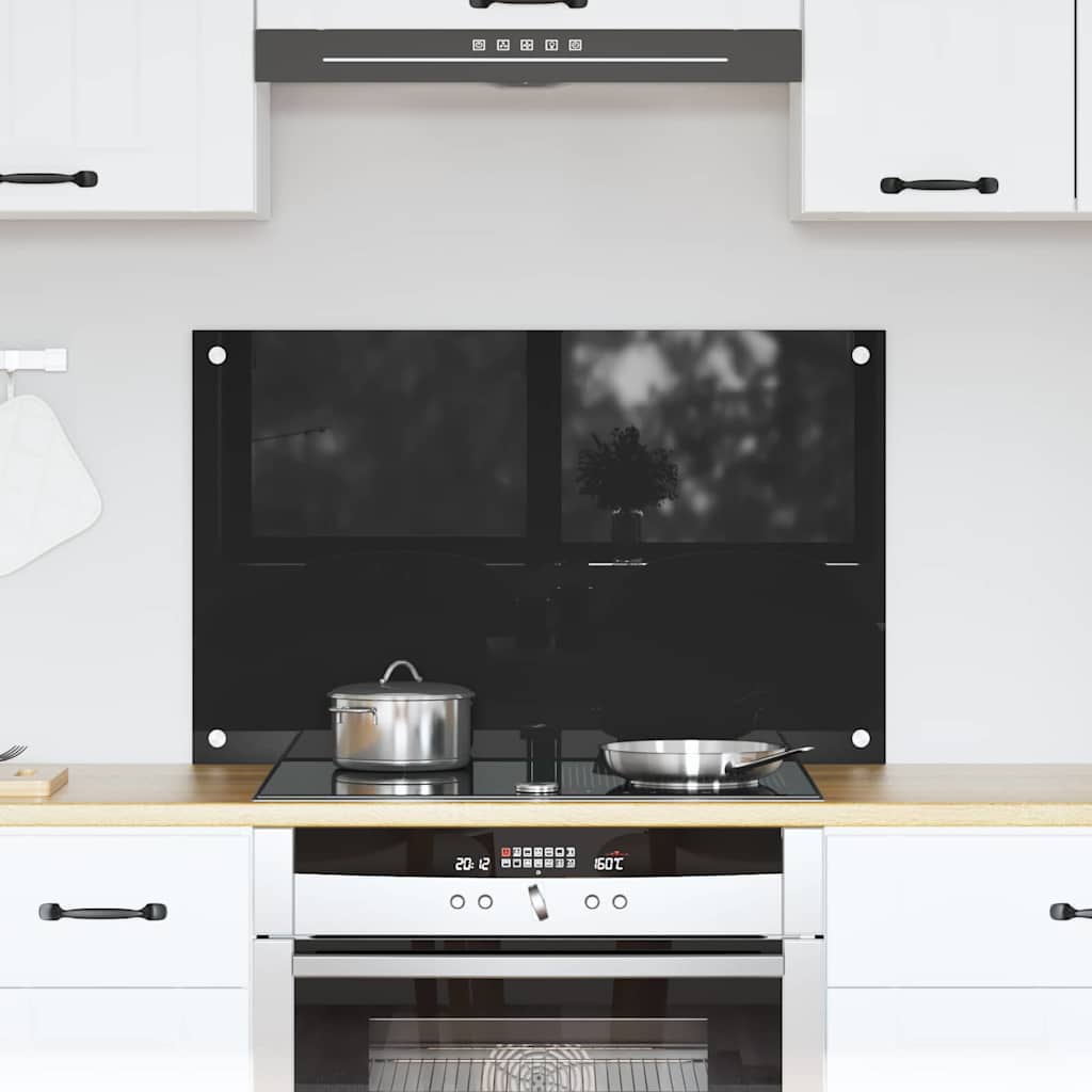 Vidaxx Küchenrückwand Schwarz 80 x 50 cm Hartglas
