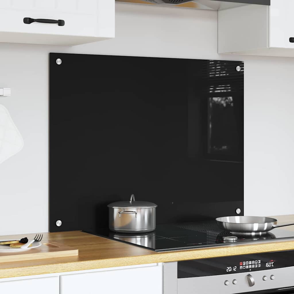 Vidaxx Küchenrückwand Schwarz 80 x 60 cm Hartglas