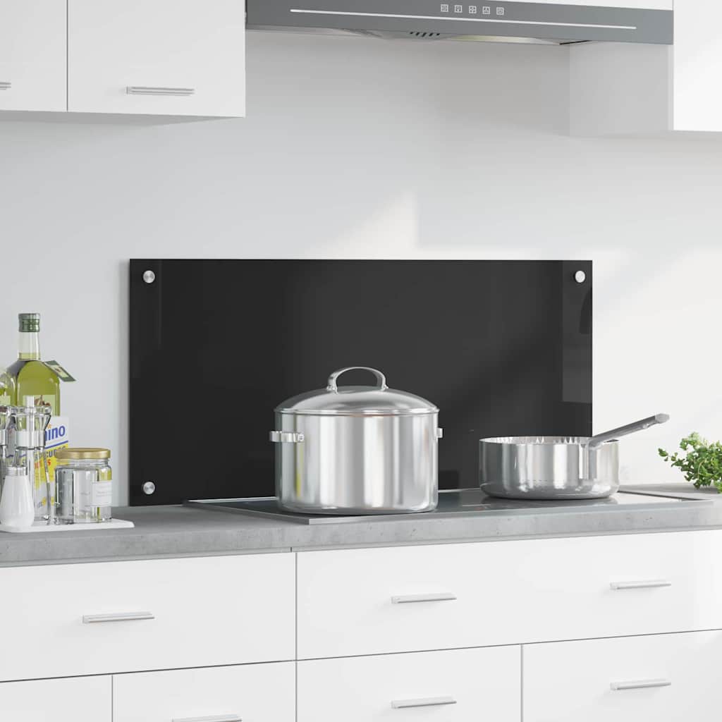VidaXL Küchenrückwand Schwarz 90 x 40 cm Hartglas