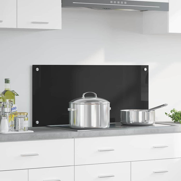 VidaXL Küchenrückwand Schwarz 90 x 40 cm Hartglas