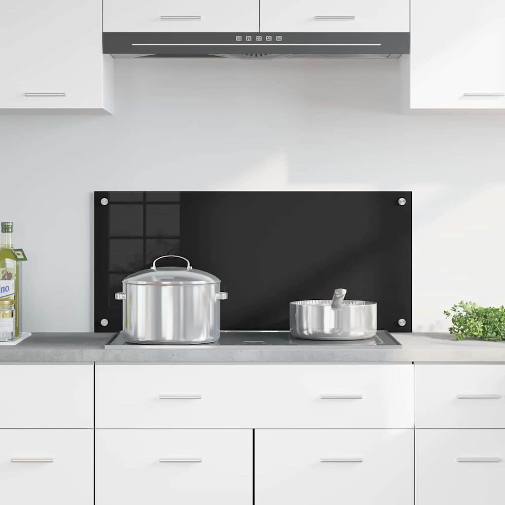 VidaXL Küchenrückwand Schwarz 90 x 40 cm Hartglas