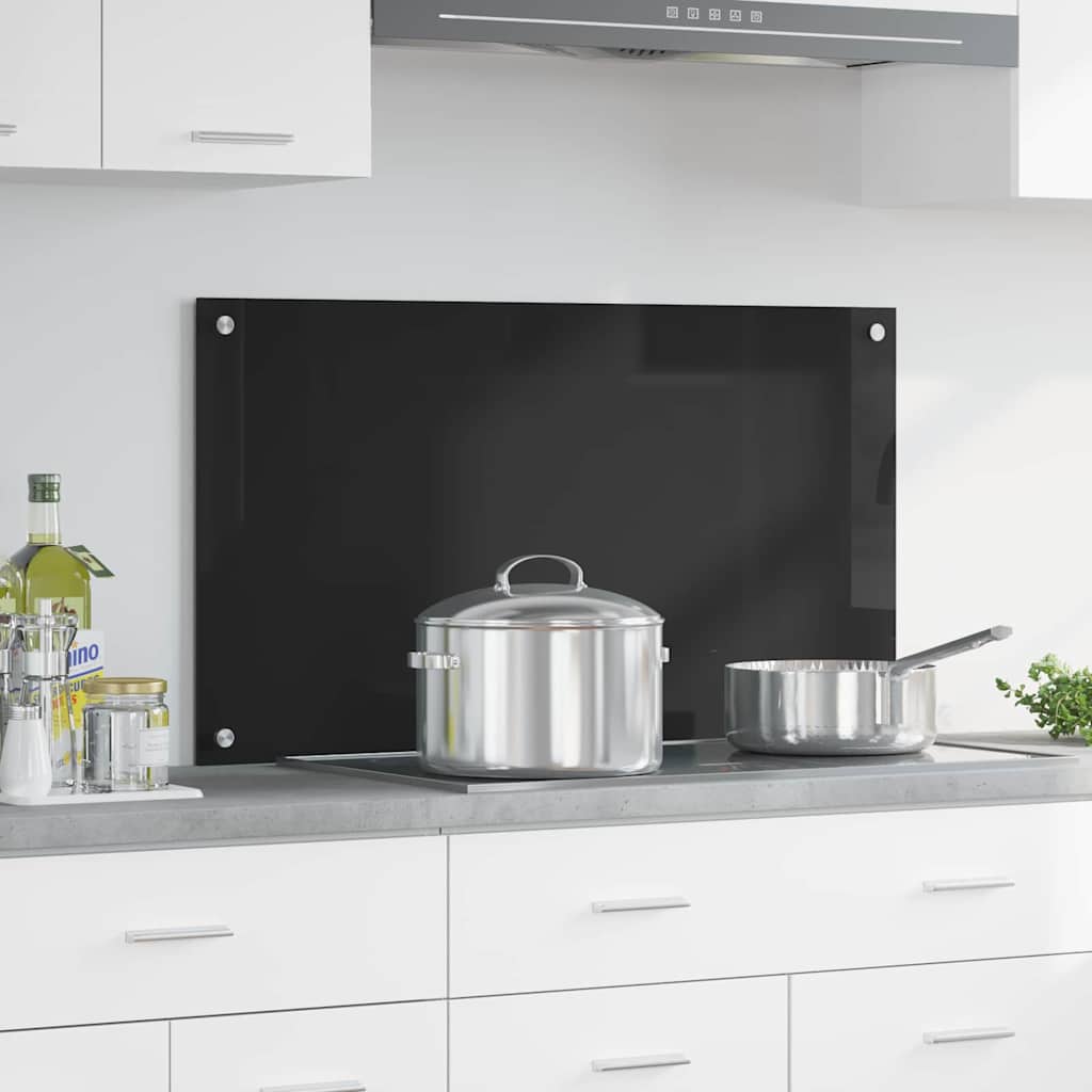 Vidaxx Küchenrückwand Schwarz 90 x 50 cm Hartglas