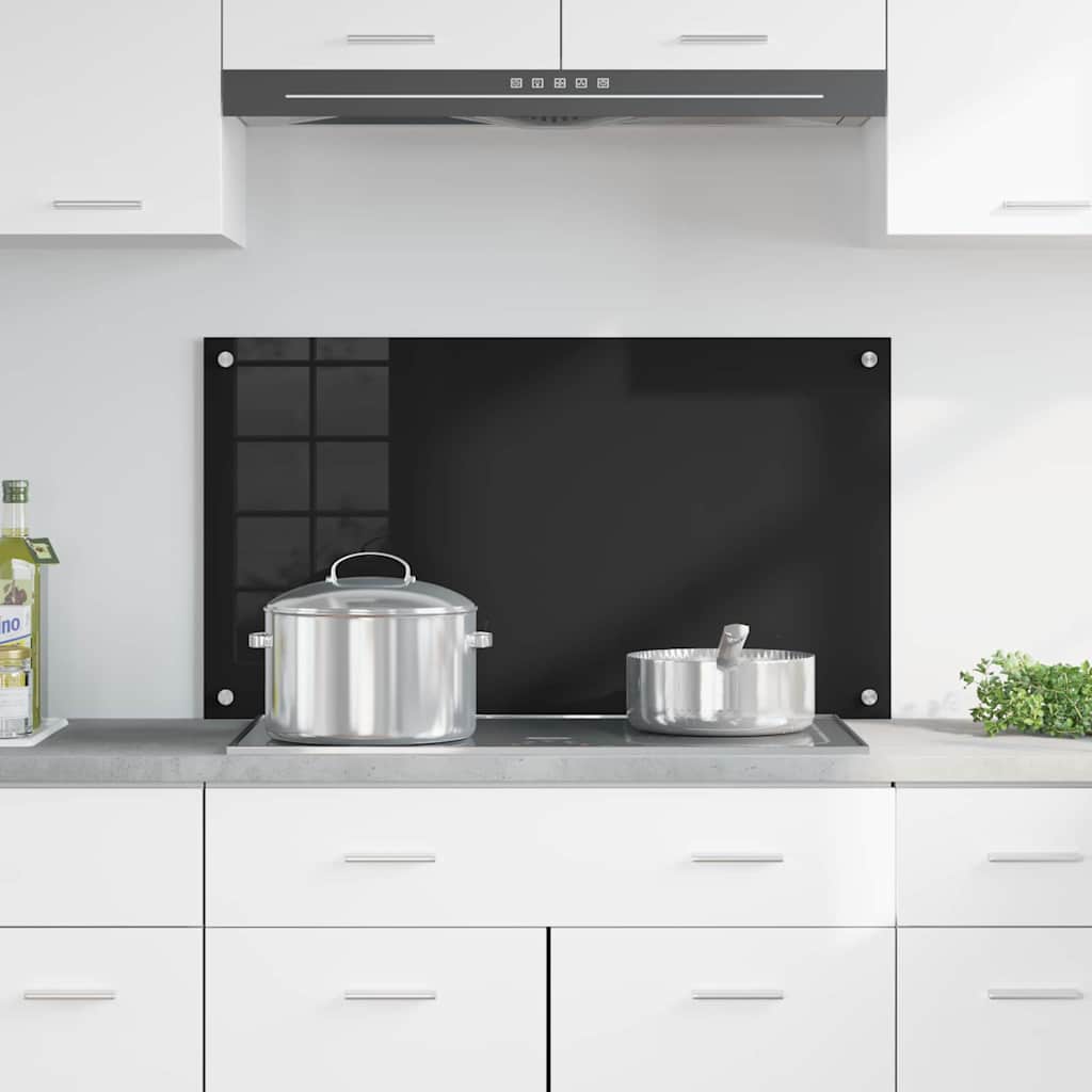 Vidaxx Küchenrückwand Schwarz 90 x 50 cm Hartglas