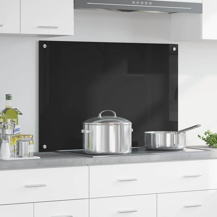 Vidaxx Küchenrückwand Schwarz 90 x 60 cm Hartglas