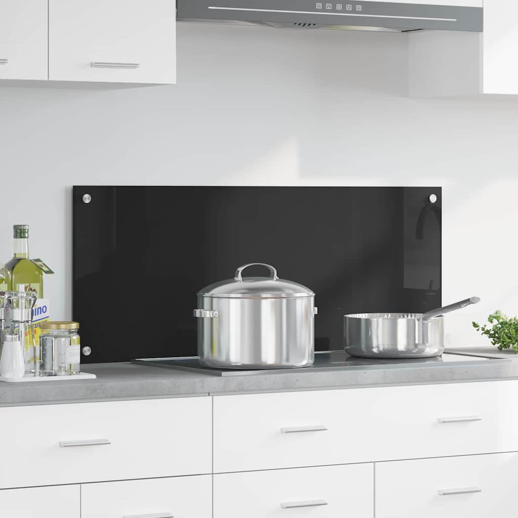 Vidaxx Küchenrückwand Schwarz 100 x 40 cm Hartglas