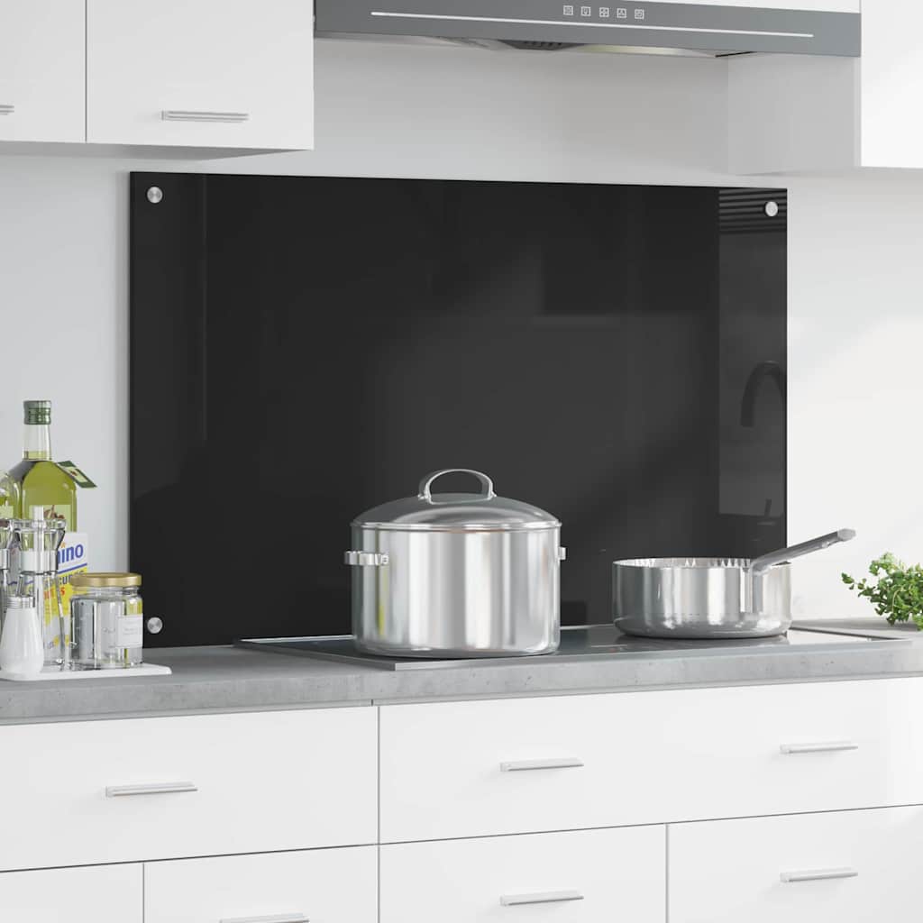 Vidaxx Küchenrückwand Schwarz 100 x 60 cm Hartglas