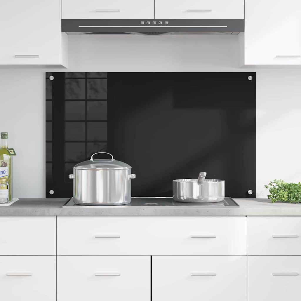 Vidaxx Küchenrückwand Schwarz 100 x 60 cm Hartglas