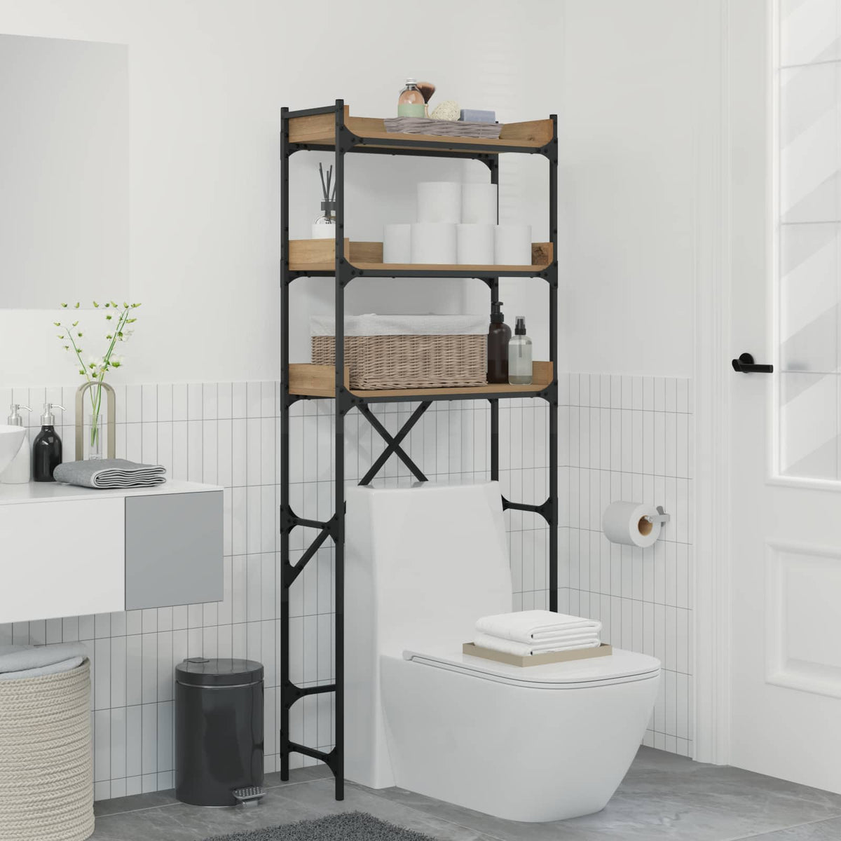 Vidaxx Waschmaschinenregal Artisan Oak 67 x 25 x 163 cm Holzwerkstoff