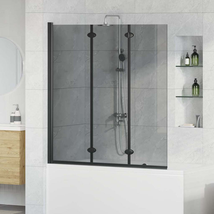 Vidaxx Duschabtrennung schwarz 130 x 138 cm ESG-Glas und Aluminium
