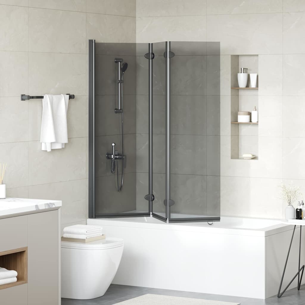 Vidaxx Duschabtrennung schwarz 130 x 138 cm ESG-Glas und Aluminium