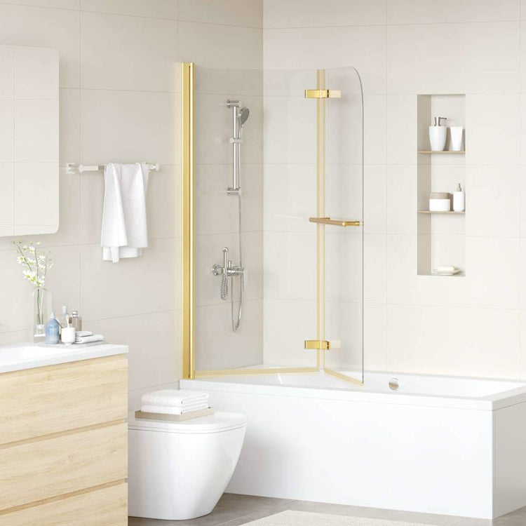 Vidaxl Duschabtrennung Gold 120 x 140 cm ESG-Glas und Aluminium
