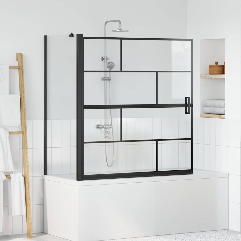 VidaXL Badewannen-Duschwand schwarz und transparent 116 x 68 x 128 cm
