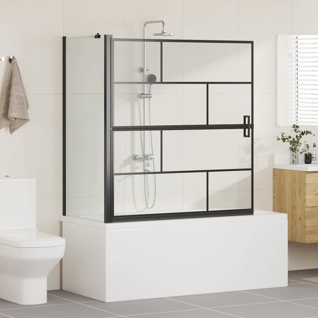 VidaXL Badewannen-Duschwand schwarz und transparent 116 x 68 x 128 cm