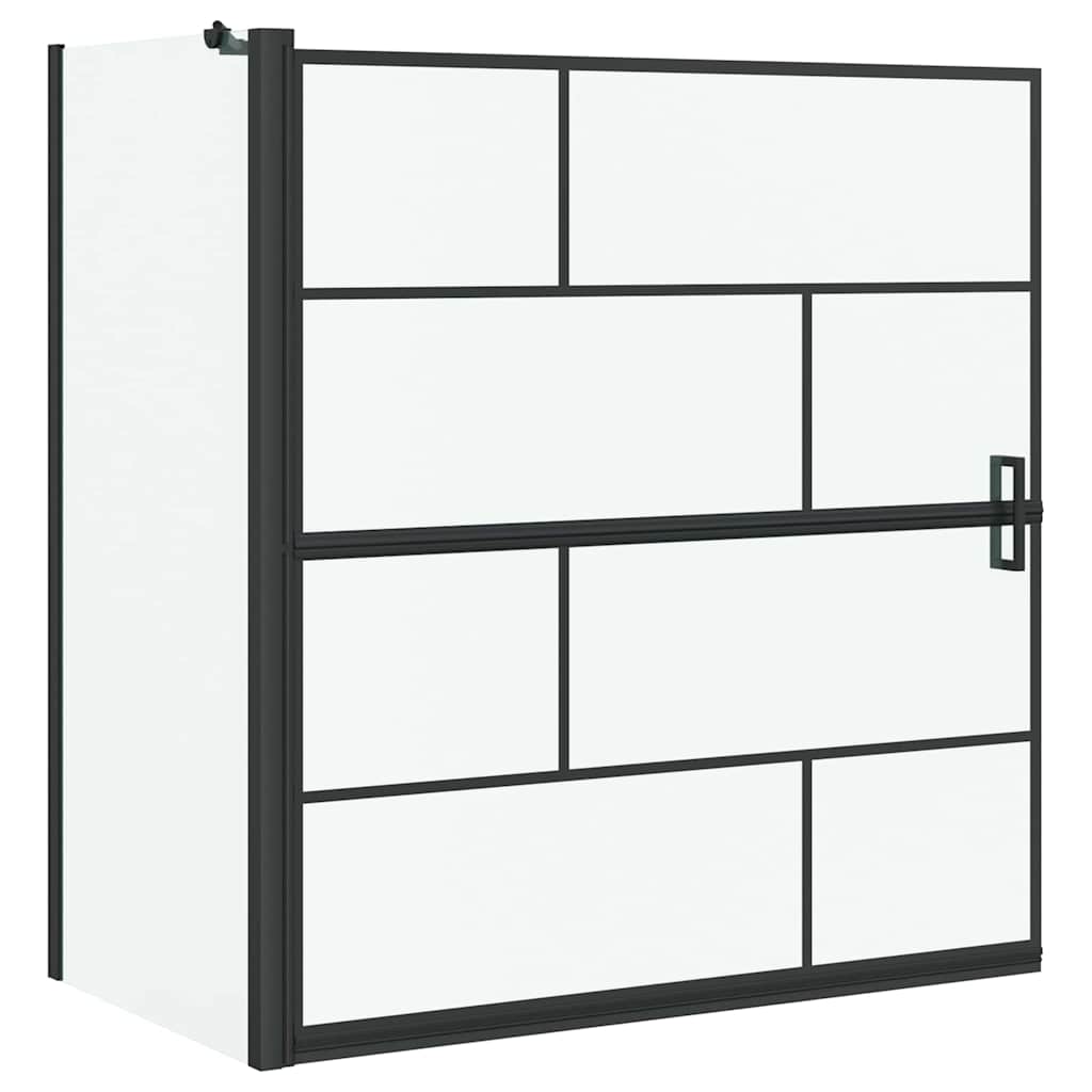 VidaXL Badewannen-Duschwand schwarz und transparent 116 x 68 x 128 cm