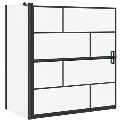 VidaXL Badewannen-Duschwand schwarz und transparent 116 x 68 x 128 cm