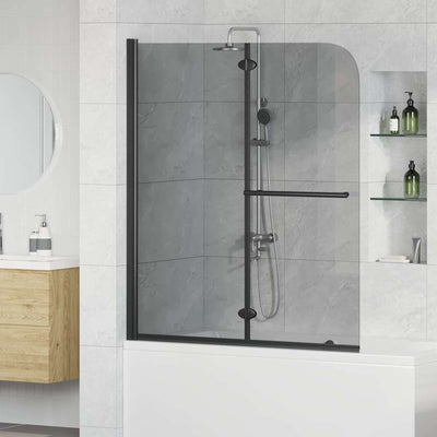 Vidaxx Duschabtrennung schwarz 95 x 140 cm ESG-Glas und Aluminium